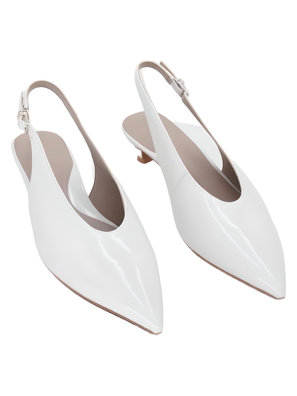 Naturalizer Nicolette Warm White Crinkle Leather Pointed Toe Slingback Size 6.5W